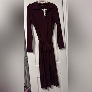 Lane Bryant Ribbed MIDI Shirt Dress Deep Burgundy | Size 10-12 | NWT